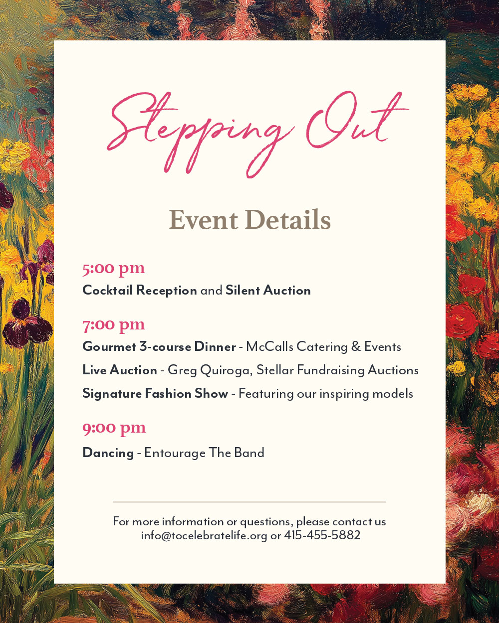 Stepping Out Event Information